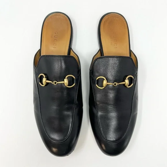 Gucci Black Leather Horsebit Backless Mules with Gold Hardware - Picture 2 of 11
